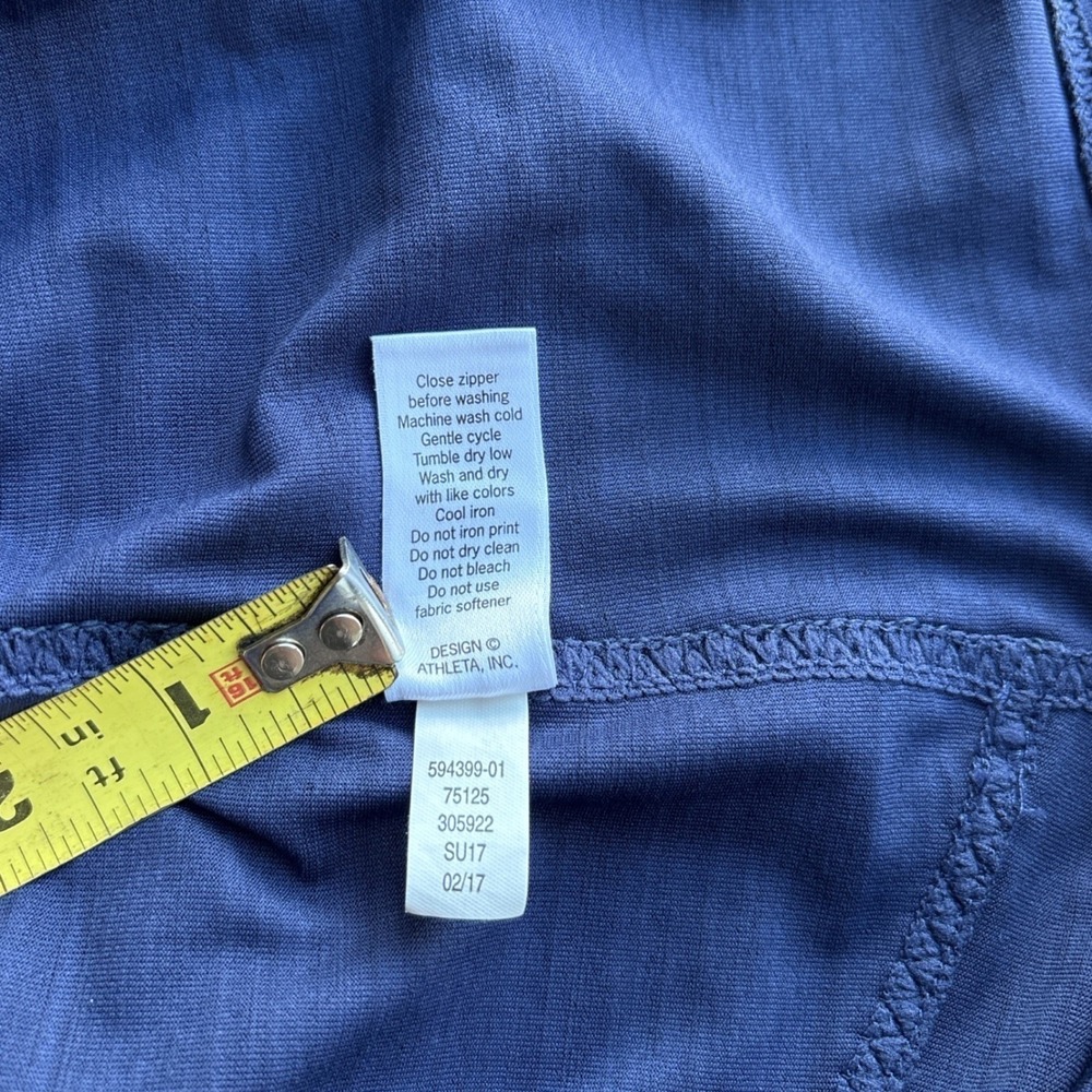Athleta Women M Athletic Top Navy Blue Quarter Zip Long Sleeve Stretch Running - Picture 11 of 12
